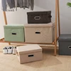 Large cotton linen Fabric folding storage box Kids Toy organizer Handles for Home Closet Bedroom Drawers Organizers Container WF 4