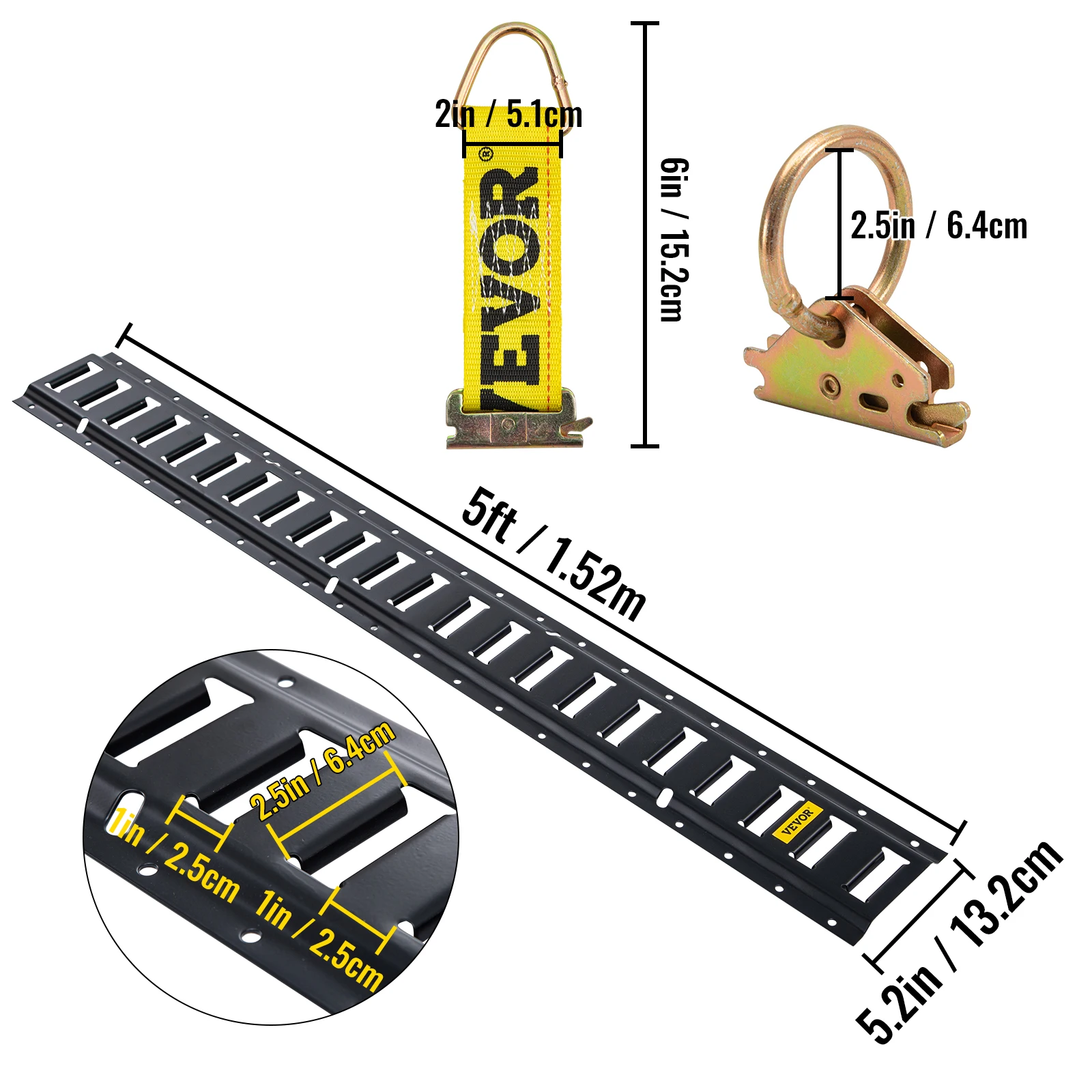 VEVOR-Rail abaissé E-Track, 4 pièces, 6 pièces, 16 pièces, 28