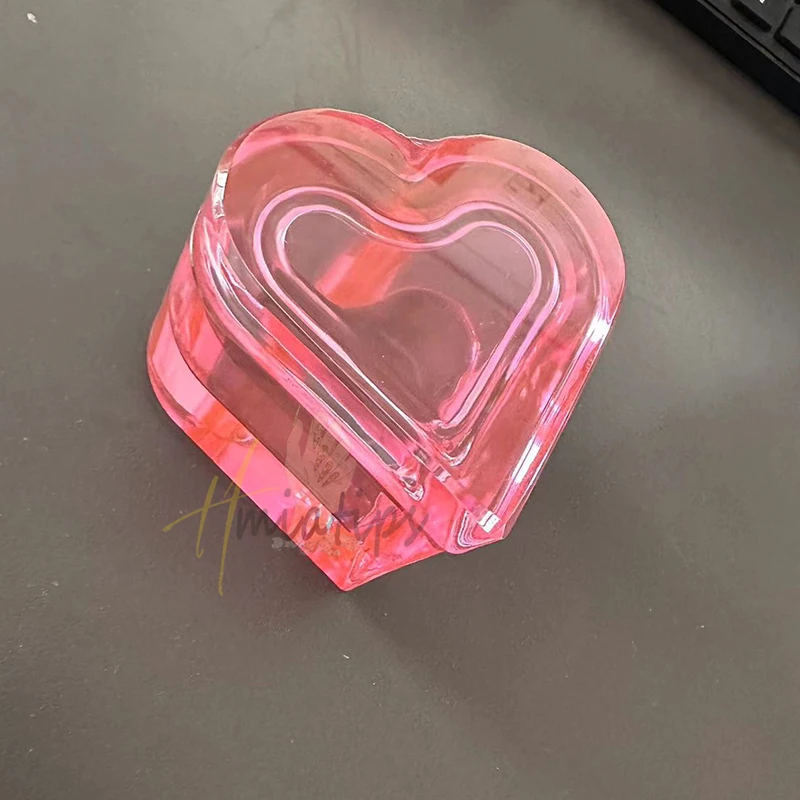 Pink Heart Crystal Glass Nail Dappen Dish with Cap for Acrylic Powder Crystal Cup Bowl Holder Container Manicure Too 3