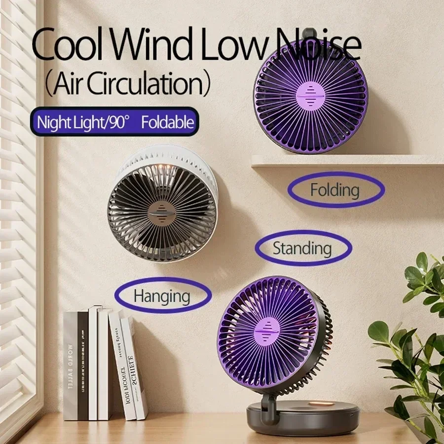 Portable Rechargeable Table Fan with Warm Night Light