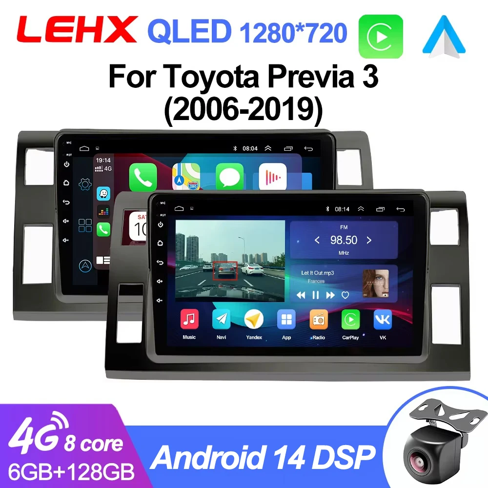 LEHX L6Pro 안드로이드 자동차 라디오 멀티미디어, 도요타 프리비아 3 XR50 에스티마 2006-2019 카플레이 네비게이션 스테레오 2din