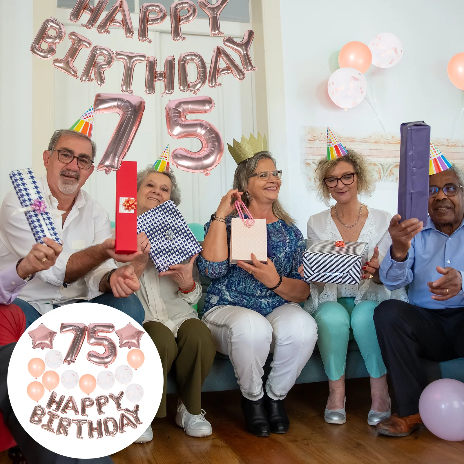 

75th Birthday Decoration Sequin Balloons Decorations Rose Gold Foil Number Party