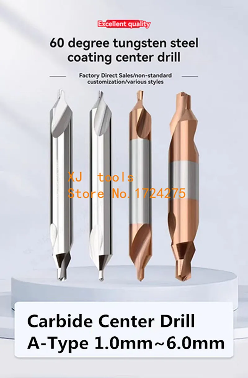 HRC60 Carbide Center Drill A-Type 1.0mm~6.0mm 60 Degrees Center Drills Countersinks Bit,Locating Center Hole tool,Cutting tools