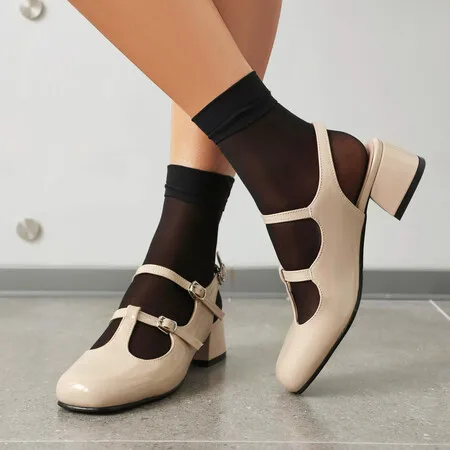 Big Size 34-43 High Heels Women Dress Party Bridal Shoes Woman Platform Patent Leather Mary Janes Pumps Lady Shoes Brand 2024