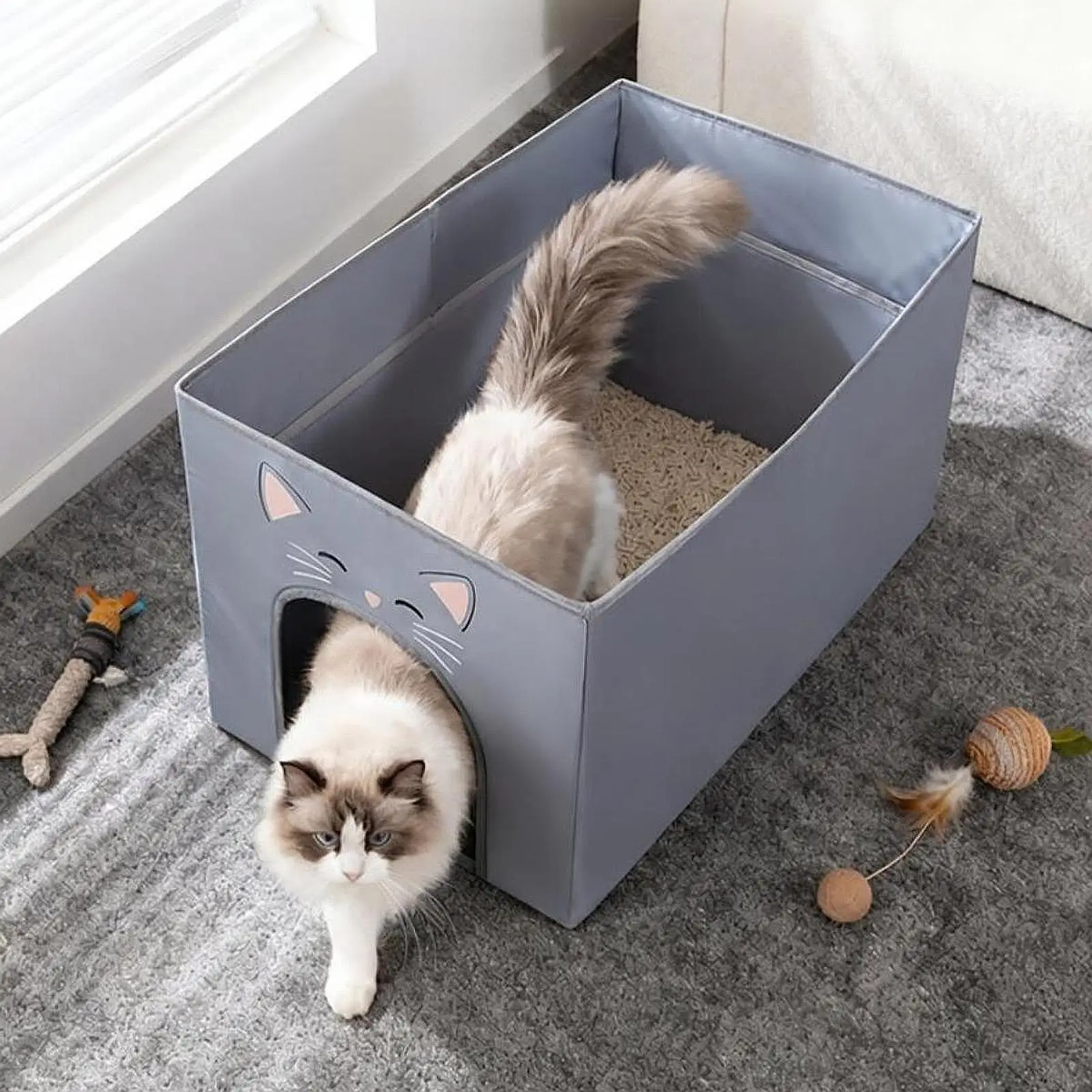 고양이 화장실 반폐쇄형 용품 전문가용 휴대용 선물 소형 가구 간편 사용 고양이..