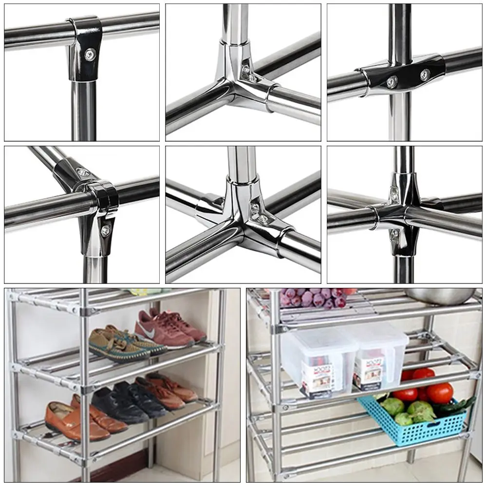 

1Pc Clothes Display Rack Pipe Joint Stainless Steel Furniture Hardware Tube Connector 25mm 32mm Fixed Clamp Rod Support Pipe