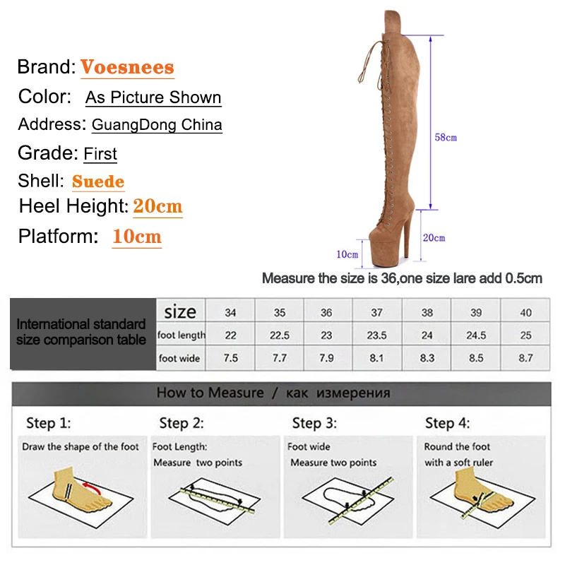 Platforms Boots 20CM Suede Over-the-Knee ladies Peep Toe Flock Long Boots Stripper shoes Spring/Autumn Heels for women Sexy Shoe