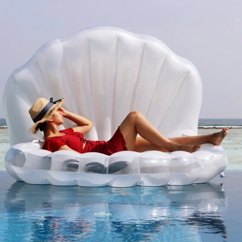 New Inflatable Pearl Shell Fan Beach Bed Air Cushion Sofa Float Ring Drowning Circle Sports And Entertainment Products