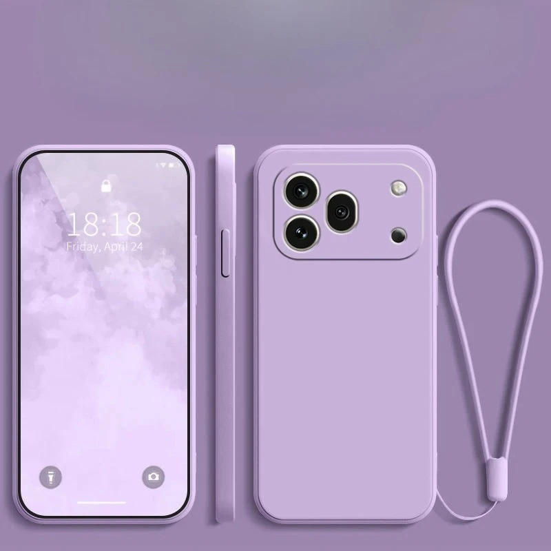 Liquid Silicone Lanyard Soft Phone Case - Shockproof Camera Protective Cover