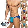 Sexy Thongs Fashion Surfing Beach Shorts Men's Swimming Trunks with Push Pad Mesh Bikini Low Waist Solid Swim Shorts Stitching 2
