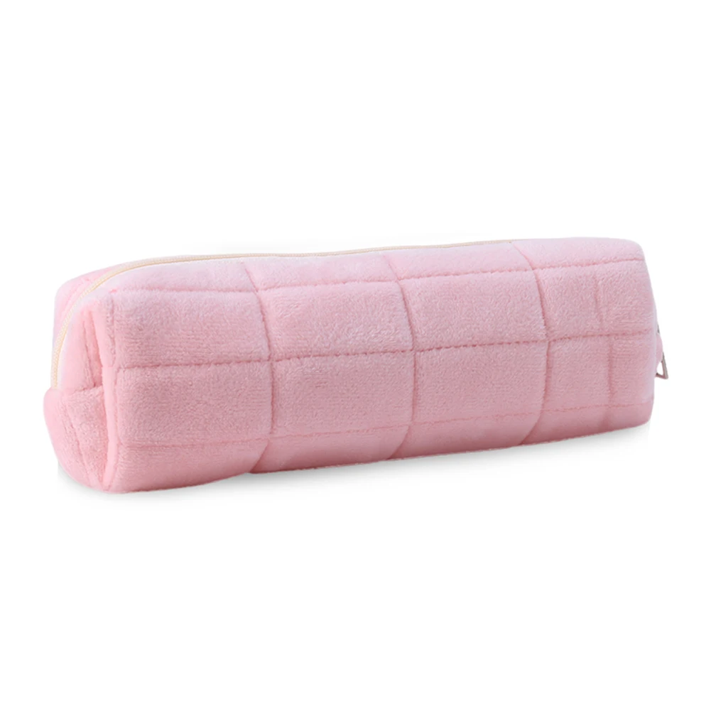Plush Makeup Bag Cosmetic Organizer Bag Large Capacity with Pen Bag Cosmetic Holder Bag Aesthetic Zip Closure Outdoor Travel Bag
