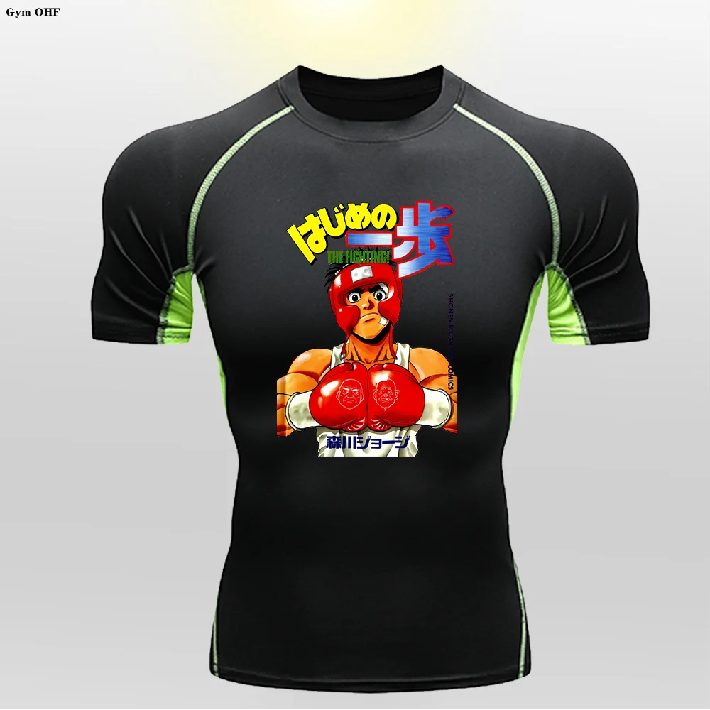 Children's High Elasticity Tight T-shirts Anime Printed Themed Clothing Quick Drying Sweat Absorbing Breathable GYM