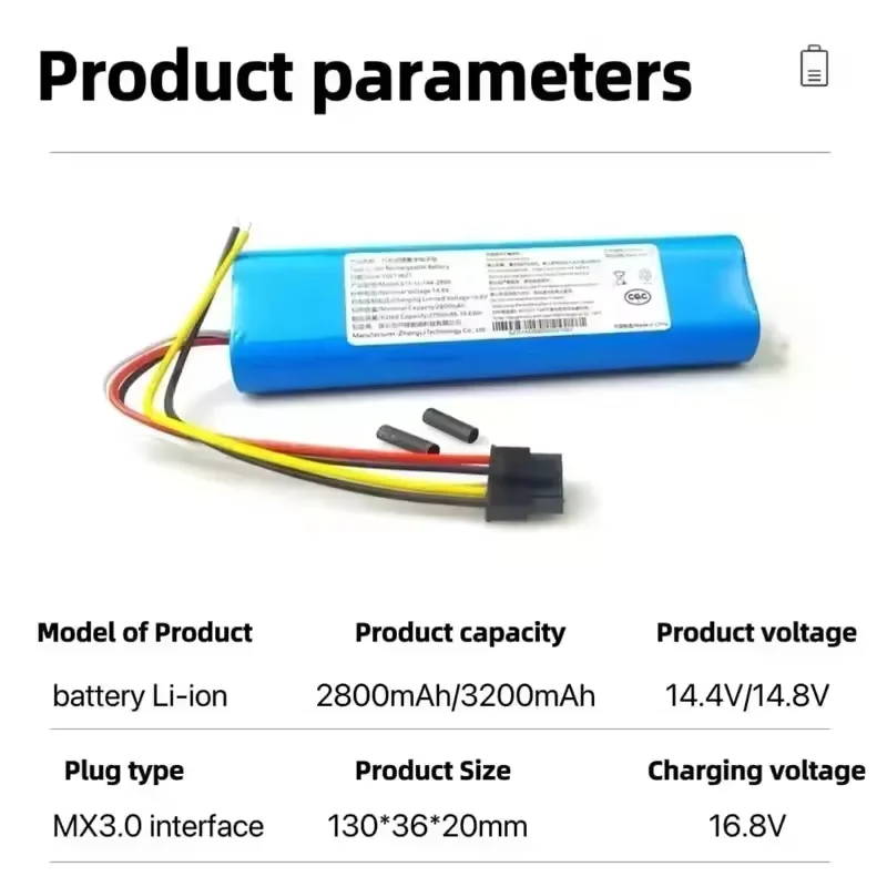 14.4V 12800mAh Battery Pack for CECOTEC CONGA 3090 3091 3092 1690 1890 2090 2290 Robot Vacuum Cleaner Accessories