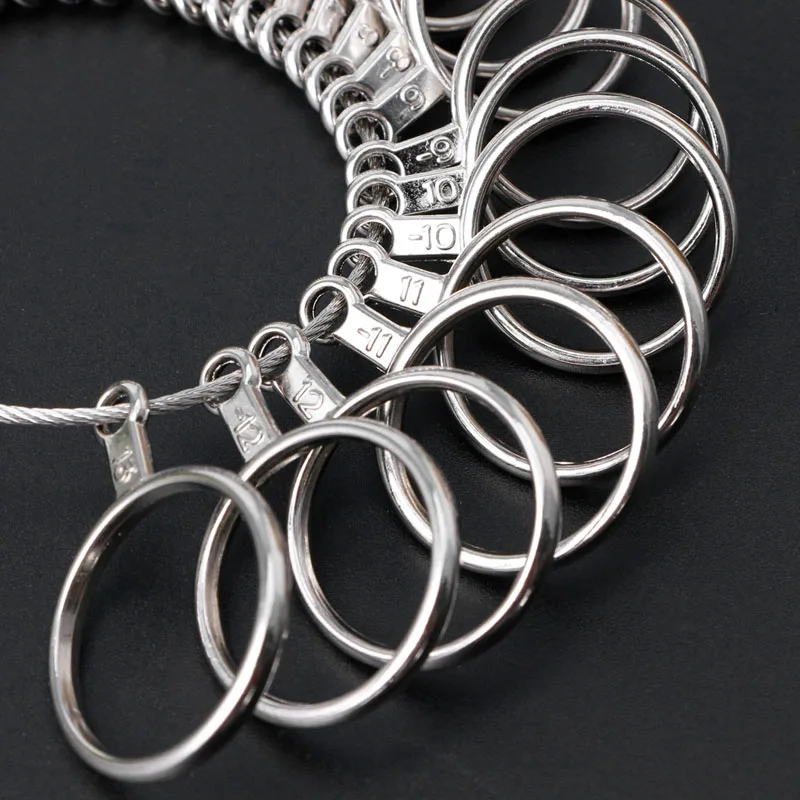 

Ring Sizer Measuring Tool Measure Finger Rings Sizing Set Metal Ring Mandrel Gauge US Size 1-13 Jewelry Tools Drop Shipping