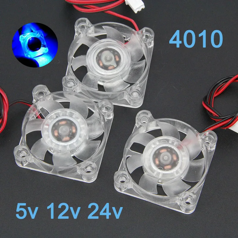 4010 40x40x10mm Hydraulic Bearing 2pin DC 5v 12v 24v Cooling Fan Transparent LED Iight Emitting cooling fan,gaming cooling fan