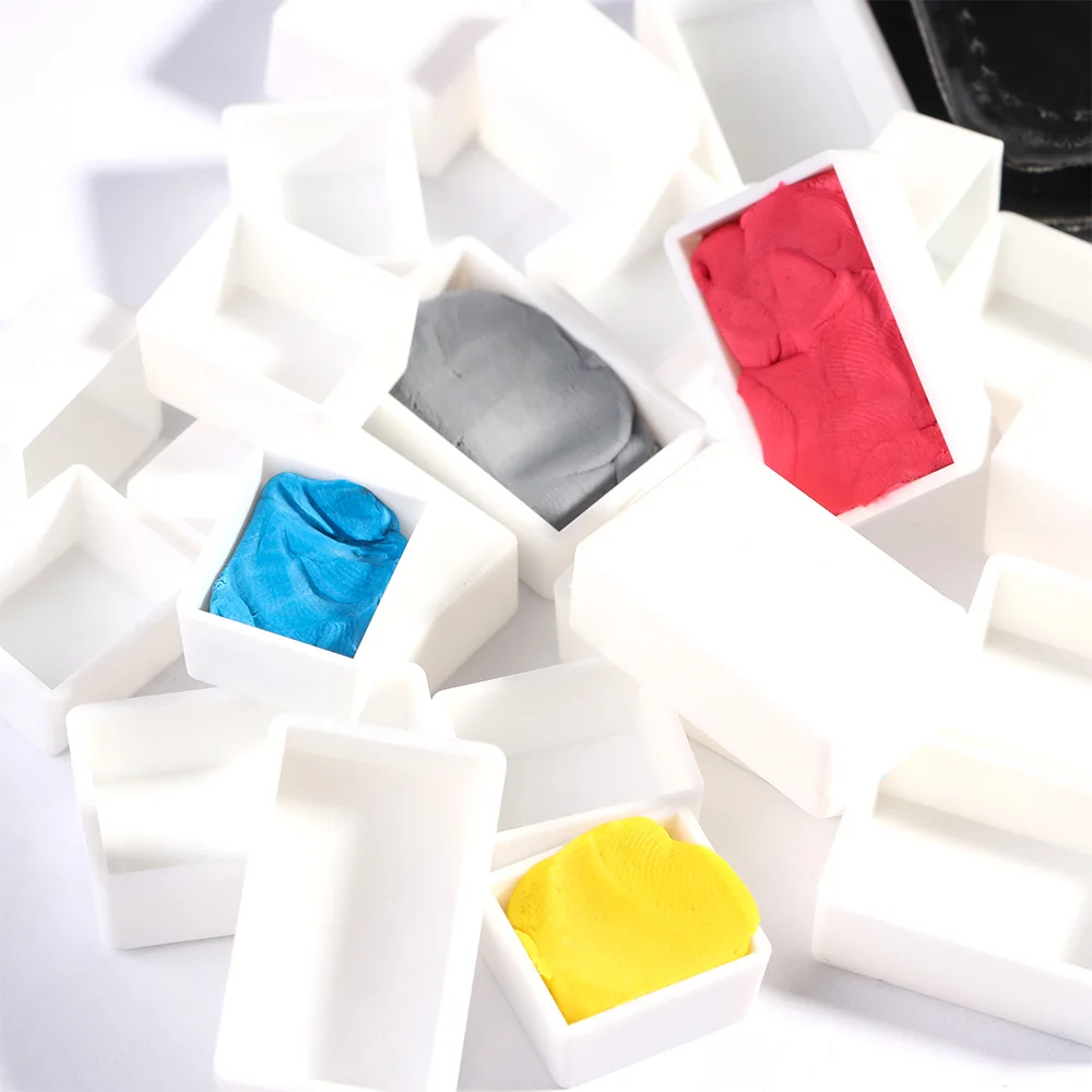 Empty Full Pan Half Pan Paint Palette 2ml 3.2ml Plastic Watercolor Paint Grid 6/12/24/36/48Pcs Artists Student Art Supplies plastic paint palette