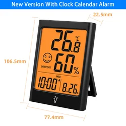 Compact Indoor Digital Thermometer and Hygrometer with Stand and Magnet (New Black)