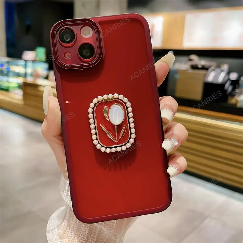 Pour Iphone 14 Pro Max 15 Plus 13 12 11 XS XR X SE 8 7 support tulipe coque souple en silicone transparent Iphone14 housse de support_voghion.com