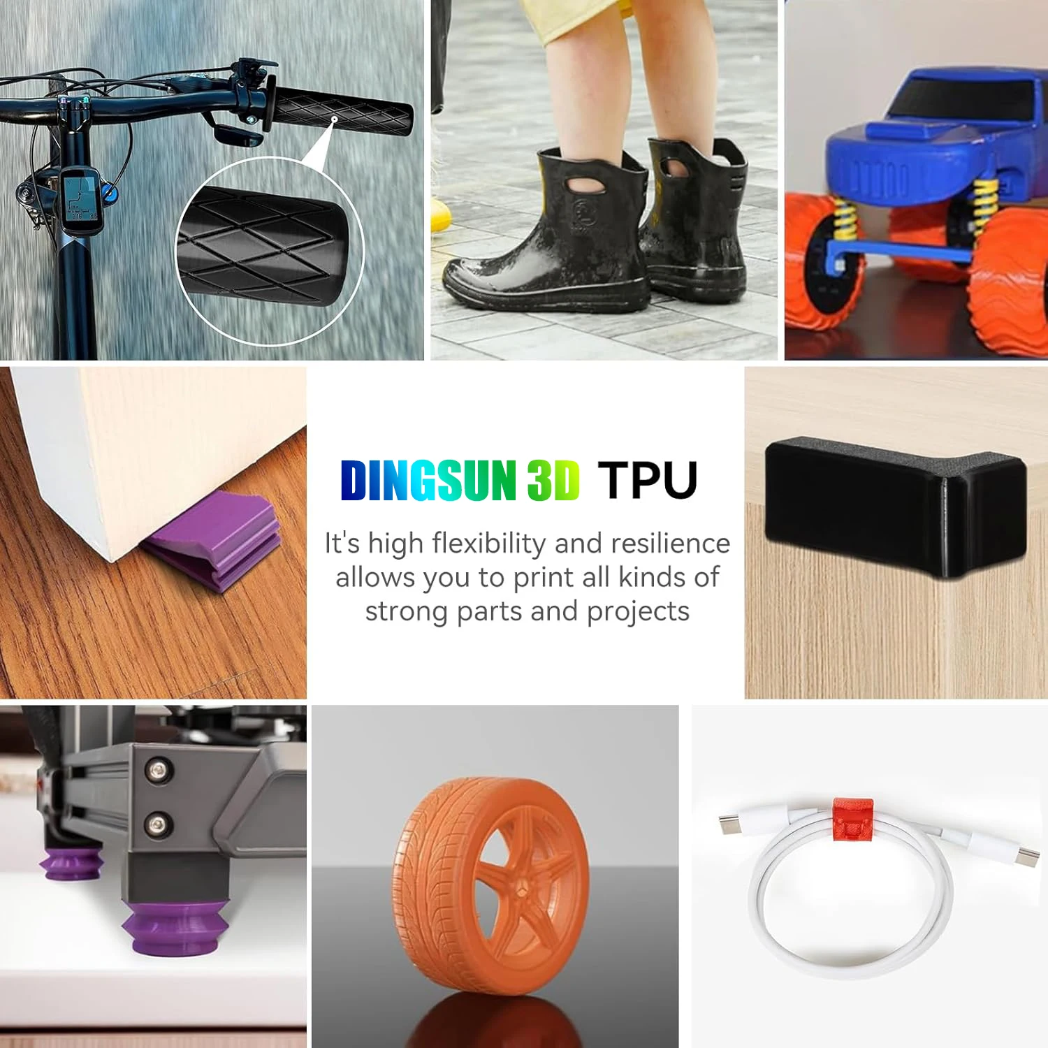 투명 시리즈 1.75mm TPU 3D 프린터 필라멘트, 쇼어 95A 고탄성 유연 필라멘트, FDM 3D 프린터용 ±0.03mm 정밀도