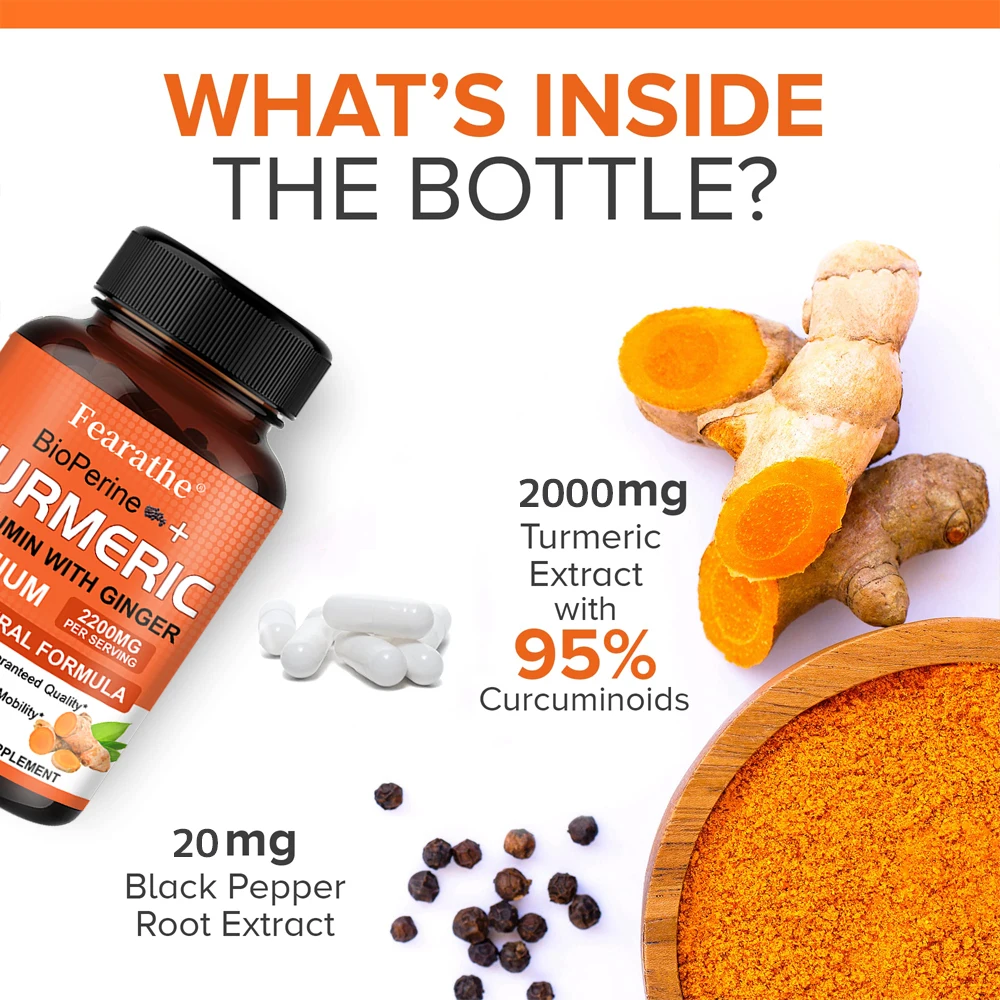 Turmeric Curcumin Ginger & Black Pepper - Maximum Absorption, Natural Joint Support Supplement - Immune Support, Antioxidant