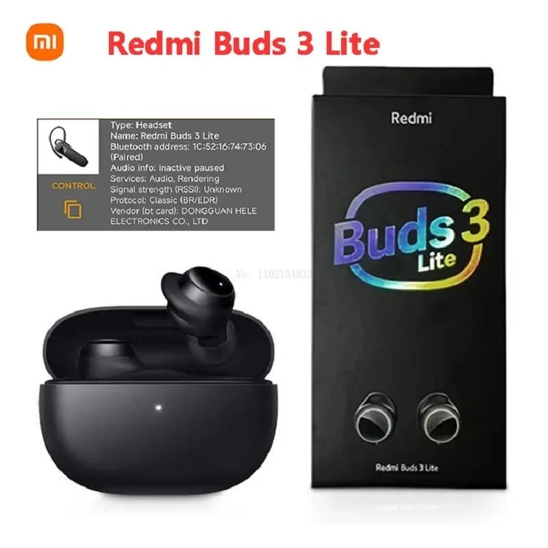 TWS-наушники Xiaomi Redmi Buds 3 Lite с поддержкой Bluetooth 5,2 и микрофоном