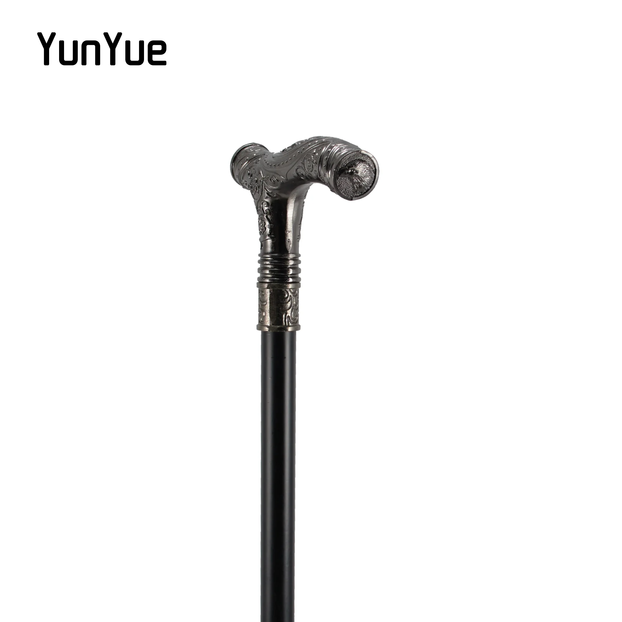 Silvery Male Eagle Head Flower Relief Walking Cane Gentleman Fashion Elegant Walking Stick Cosplay Film Props Party Walking Cane