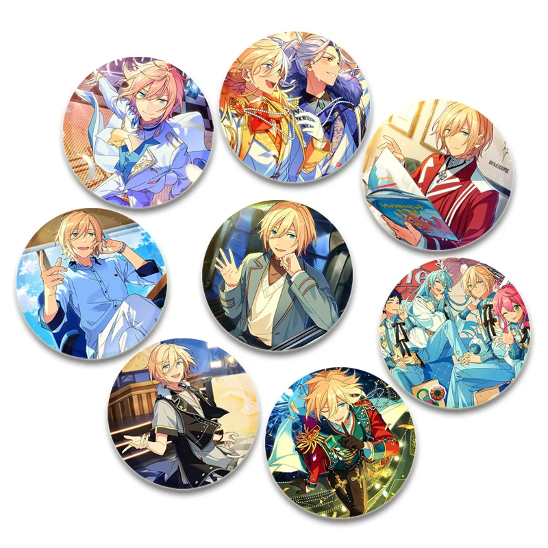 

32/44/58mm Ensemble Stars Idol Round Brooch Cartoon Cosplay Badge Icons Lapel Pins for Backpack Gifts Eichi Tenshouin