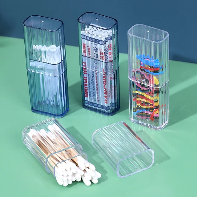 Portable Travel Transparent Storage Box Toothpick Cotton Swab Band