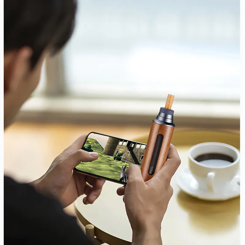 Walnut Mini Portable Ashtray For Outside Car Ashtrays Cigarettes Cover Handheld Wood Cigarette Holder For Working Driveing portable ashtray cigarettes ashtray wood ashtray