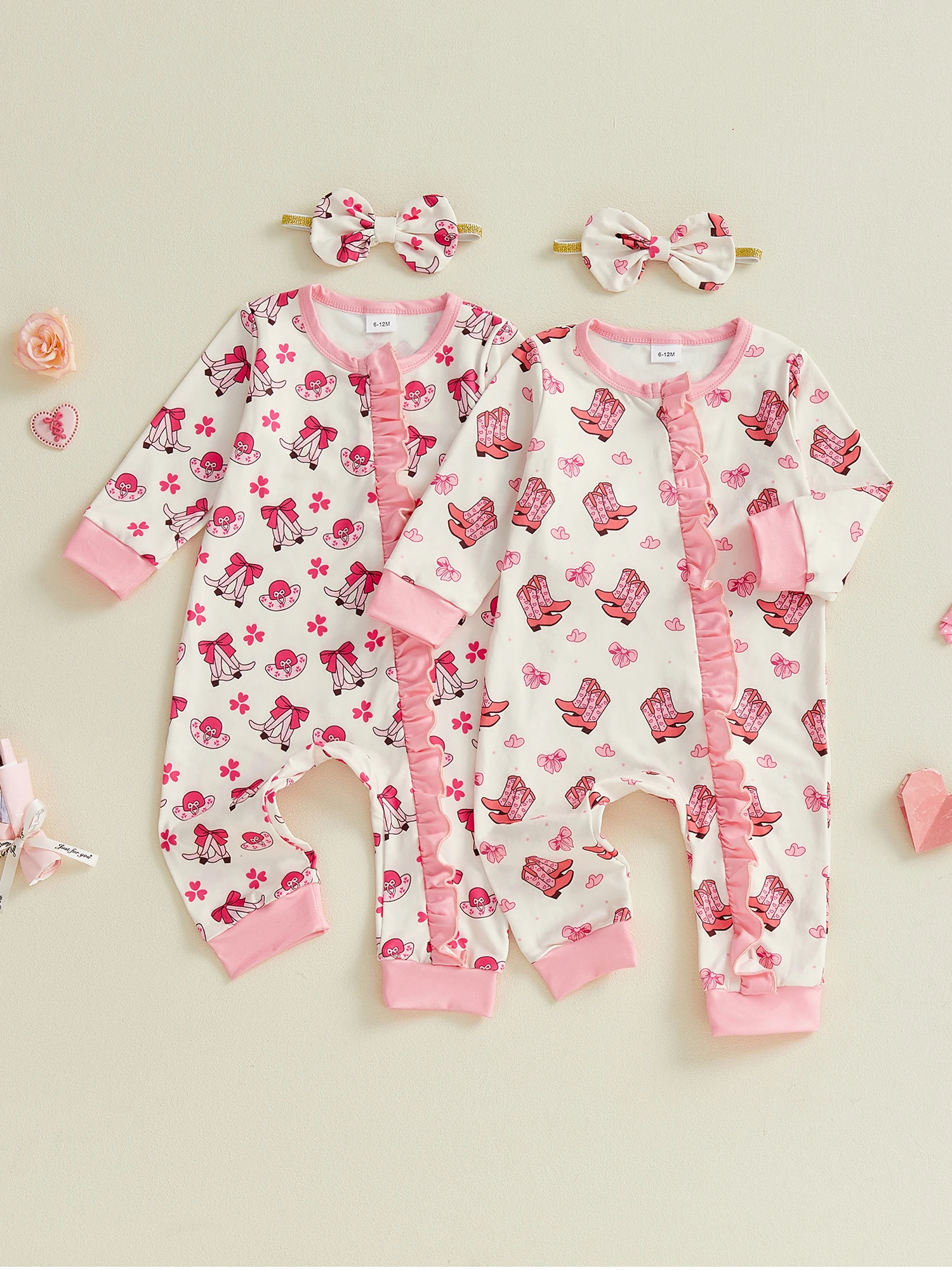 Adorable Infant Cowgirl  with Cute Bow Detail and Matching Headband for Little Western Princesses