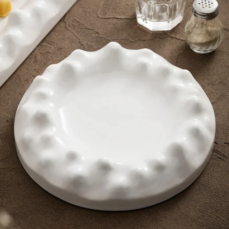 

White Ceramic Plate Dinner Plates Sashimi Disc Cold Dishes Sushi Plate Fruit Bowl Salad Bowl Dessert Plates Cake Pan Snack Tray