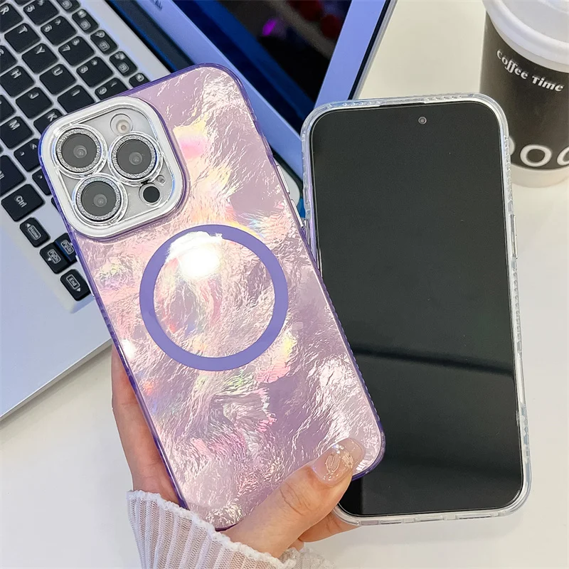 Magnetic Laser Glitter Phone Case For Iphone With Magsafe Support_voghion.com
