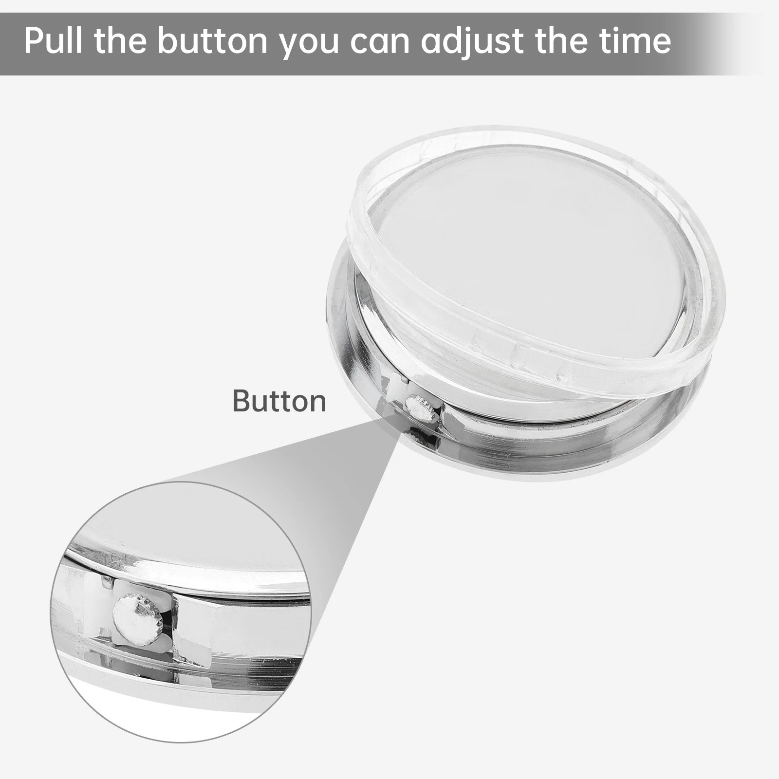 1-1/2 inch Quartz Movement Round Mini Clock Insert for for 35 mm Diameter Hole with White Face,Roman Numerals, Silver Tone Bezel 3