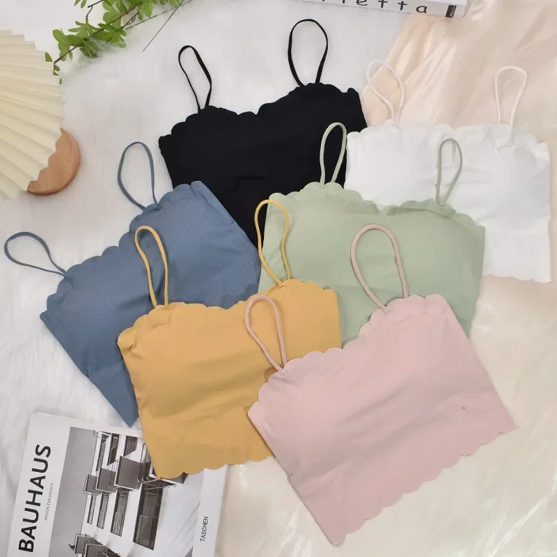 Women Lingerie Bra Tube Tops Fashion Summer Sexy Sports Bras Push Up Ice Silk Seamless Word Sling women lingerie bra women tube tops