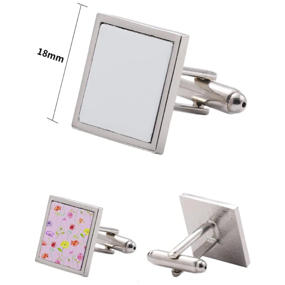 5Pair Metal Sublimation Cufflink Blanks Thermal Transfer Cuff Buttons Shirt Cuff Links Men's Wedding DIY Jewelry Accessories