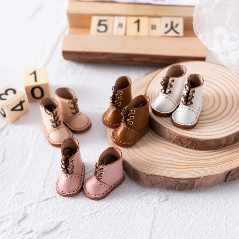 Doll Double Button Fashion Sandal Shoes Cowhide Flat Shoes With Hole For Blythes, Ob22 24, Ymy, Licca, Azones, Ob24, Fr Doll