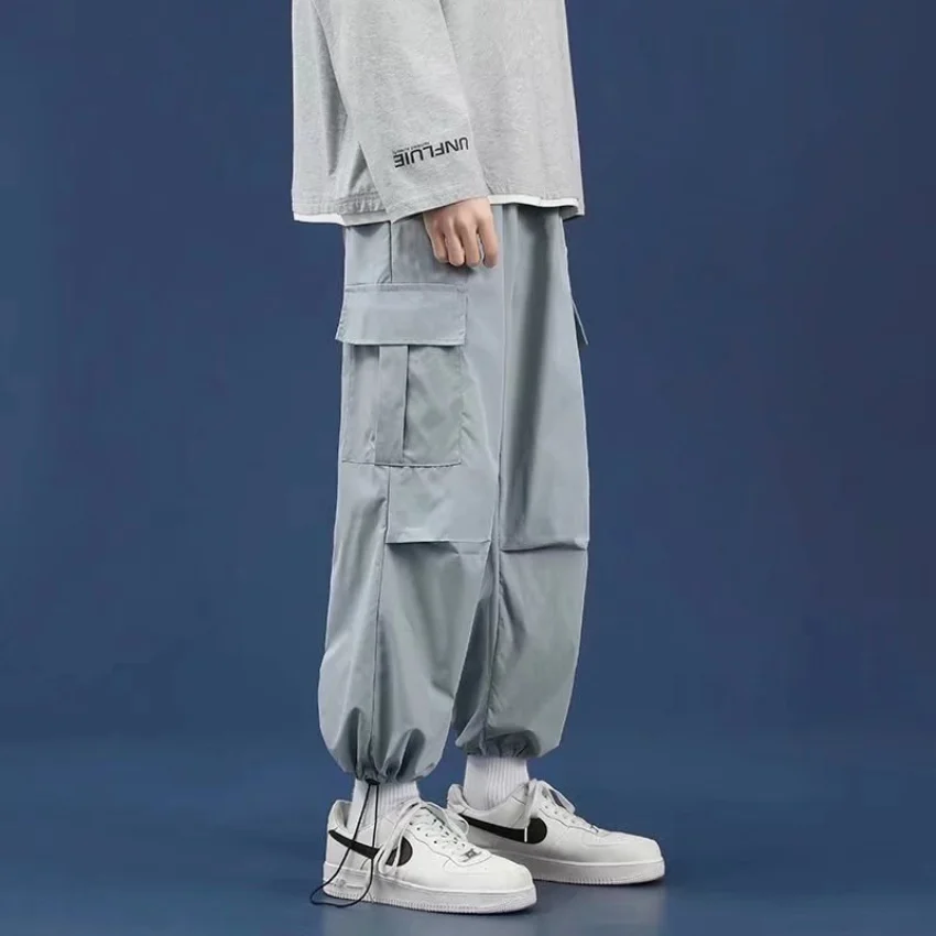 

New Men's Overalls Summer Thin Pants Legged Pants Oversized Casual Loose Pants Solid Color Breathable Sports Trousers