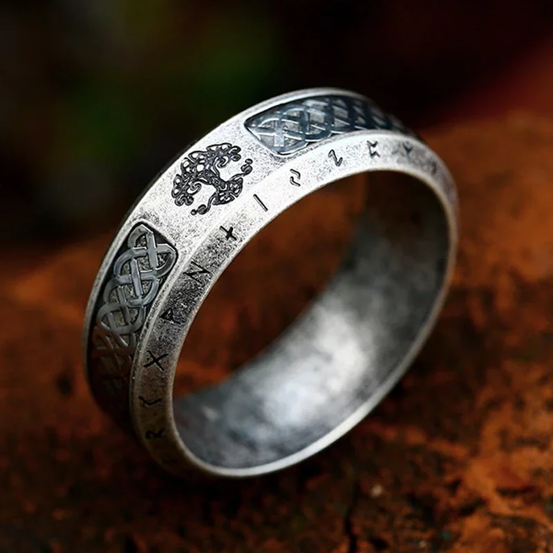 

Titanium Steel Ring Men's Fashion Brand Personality Retro Luen Rune Little Finger Ring Women