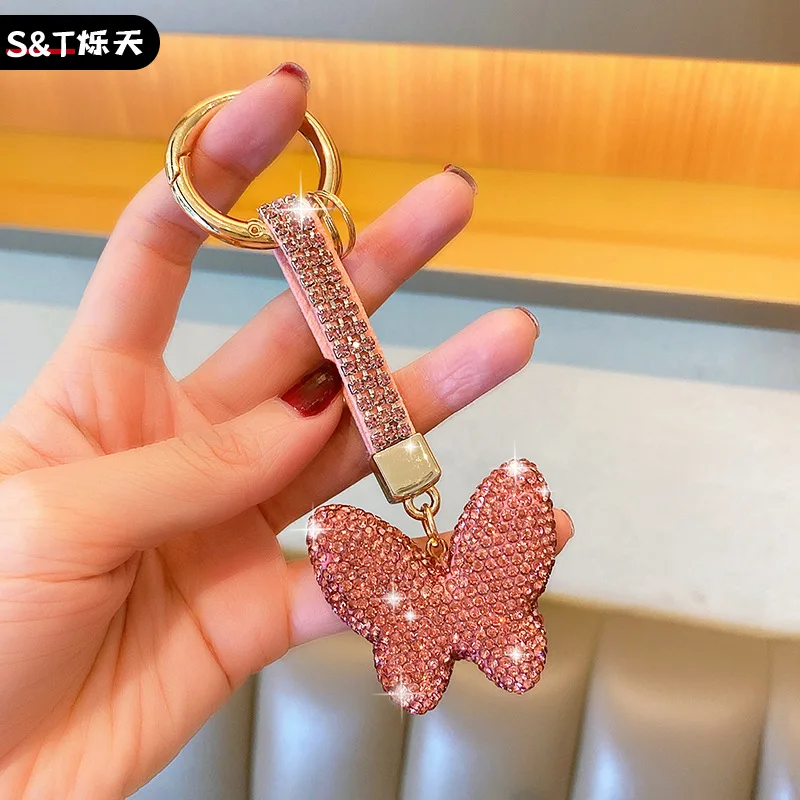 Exquisite diamond butterfly keychain with diamond inlay, cute and fashionable, exquisite keychain bag, pendant, car pendant 5