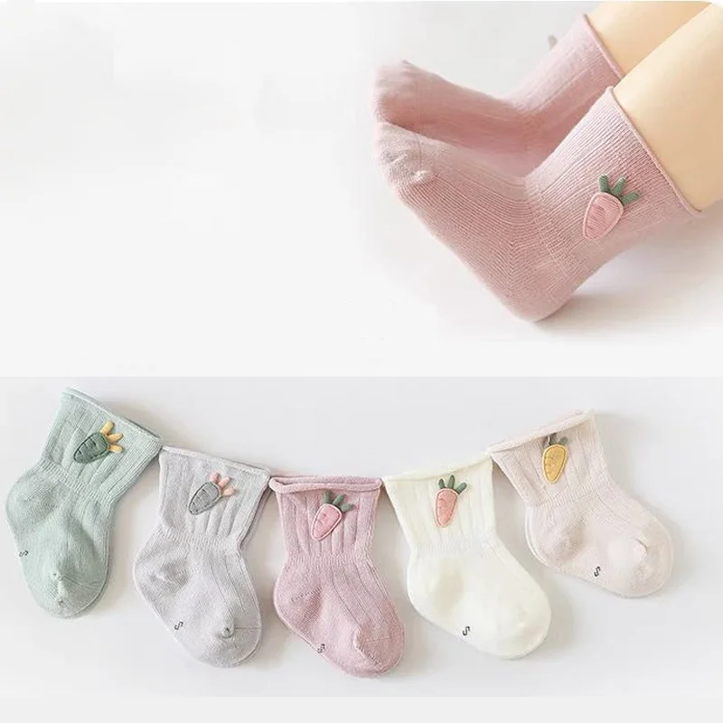 3Pair/lot New Baby Socks Cotton Cartoon Carrot Newborn Boys and Girls Foot Socks 3