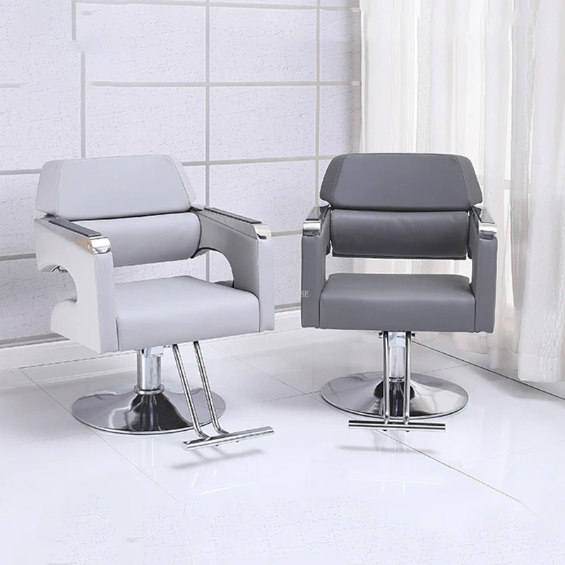 Light Luxury Professional Barber Chairs Modern Salon Furniture Beauty Salon Hairdressing Chair Swivel Lift Stainless Steel Chair