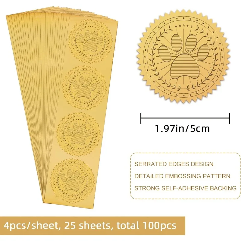 150 Sigilli Adesivi Oro Con Rilievo Per Certificati - Diametro 5 Cm, Etichette Metalliche Autoadesive Per Premi E Diplomi - 4
