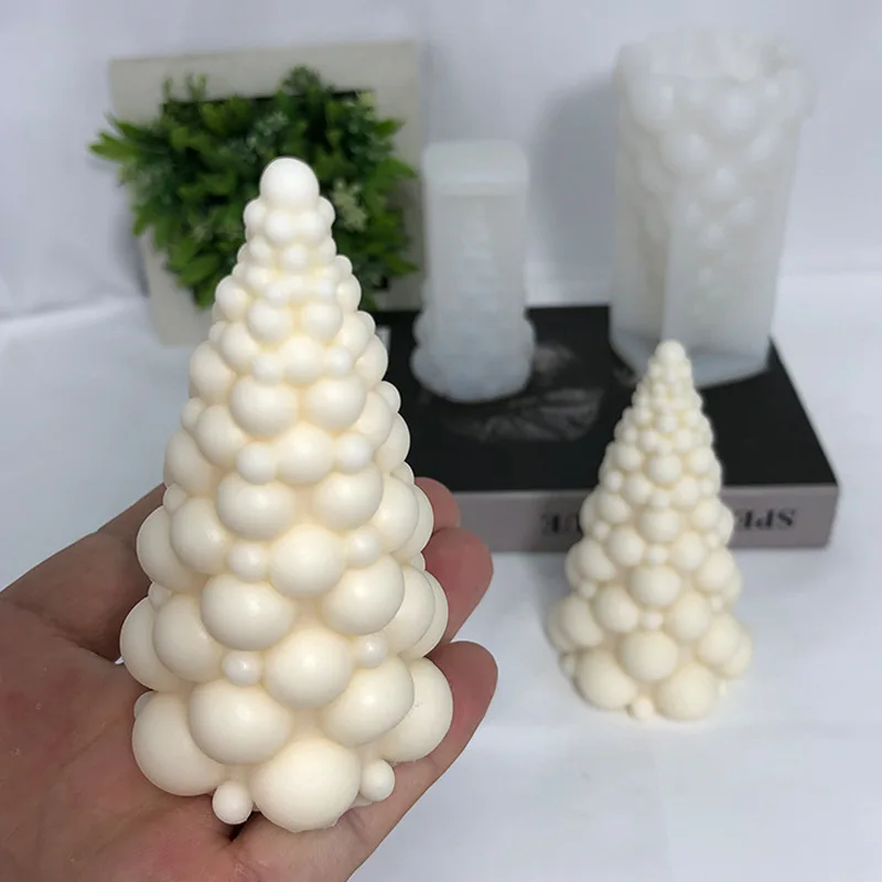 3D Bubble Christmas Tree Silicone Candle Mold Handmade Scented Candle Making Kit Gypsum Resin Soap Mould Christmas Decor Gifts