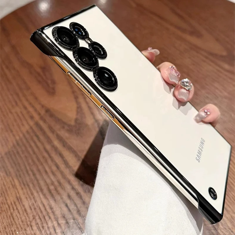 Premium Plating Frameless Transparent Case with Camera Lens Protection