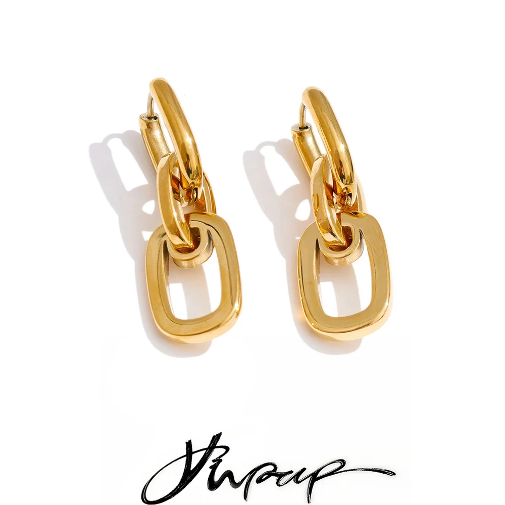 Yhpup Stainless Steel Rectangle Drop Dangle Earrings for Women