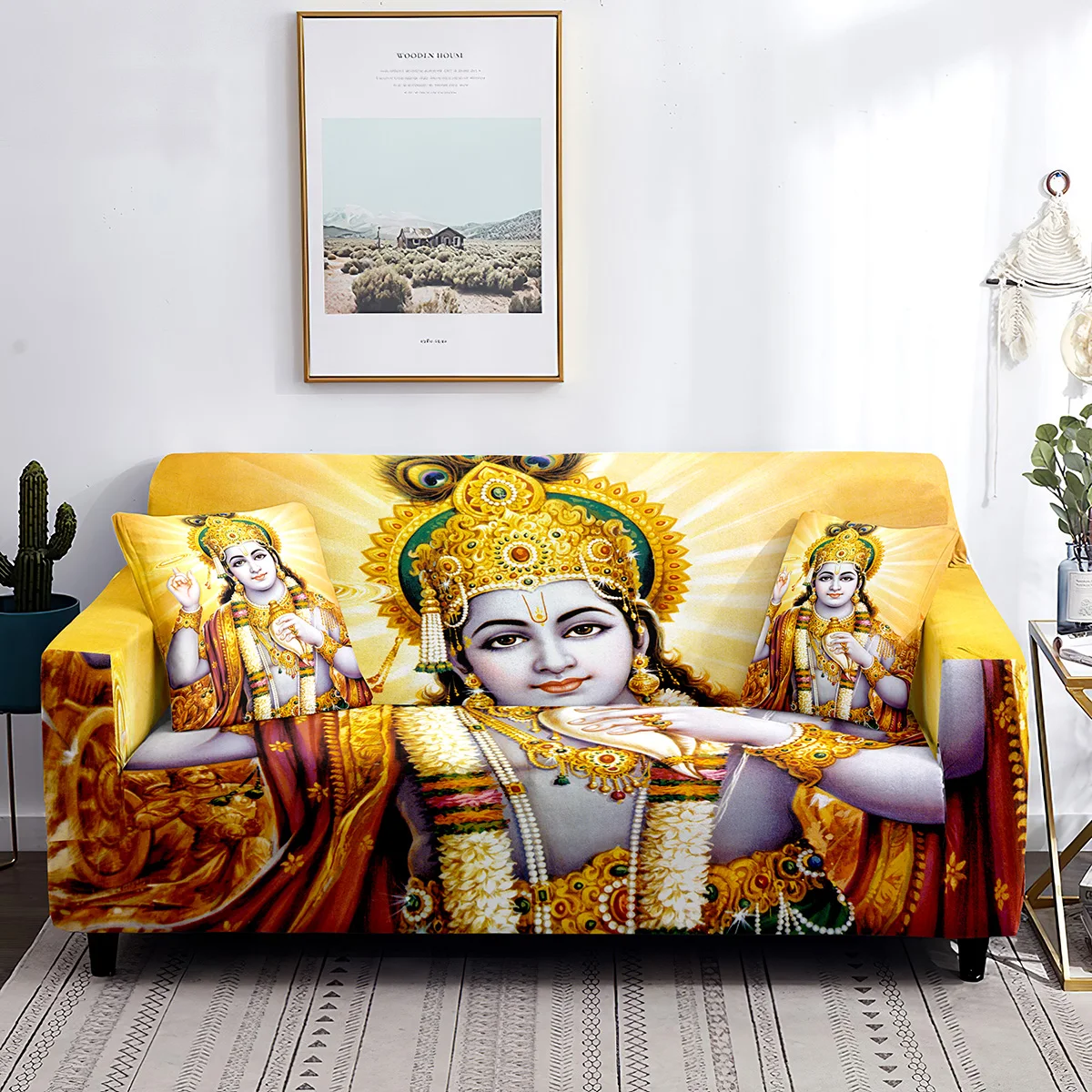 

Чехол для дивана Vishnu, украшение для дома в стиле индуийской Троицы, Брахма, Шива, нескользящий, стирающийся чехол для гостиной