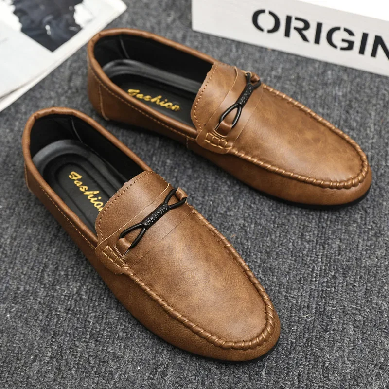 Summer New Men's Loafers Comfortable Flat Casual Shoes Men Breathable Moccasins Slip-On Soft Leather Driving Shoes 2023 4