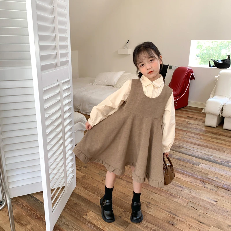 Cotton Loose Casual Sleeveless Princess Toddler Girls Autumn Solid Color Long Style Dress Kid Inviermo - Girls Casual - AliExpress