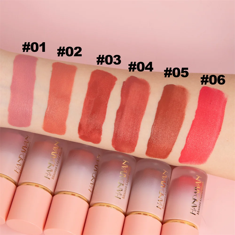 Liquid Blush HANDAIYAN Matte Moisturizing Tinted Red High Pigmented Face Cheek Rouge Blush Cream Lasting Color Rendering Makeup