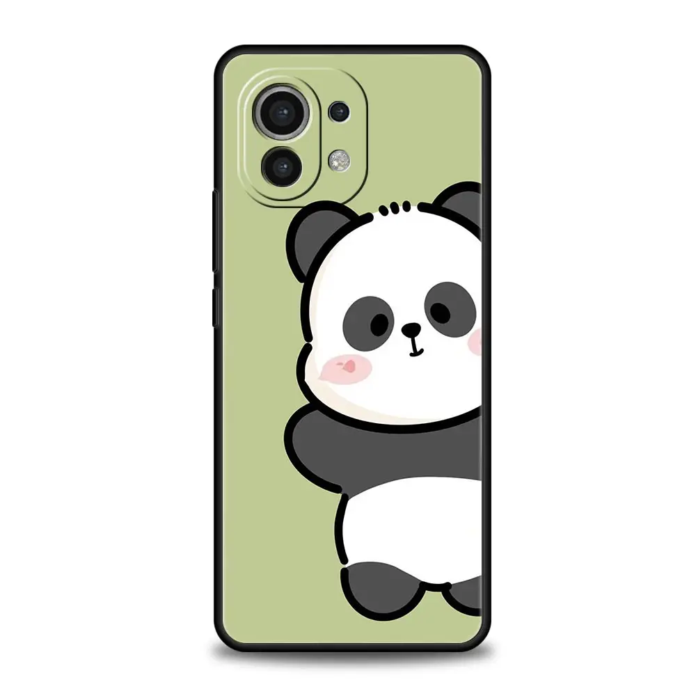 Cute Panda Climbing Bamboo Soft Black Phone Case